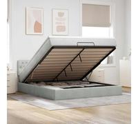 Velours doux avec matelas à ressorts ensachés rangement Lit ottoman Gris | Cadre de lit ottoman avec matelas velours gris clair 160x200 cm, rangement hydraulique, sommier tissu avec tête de lit et