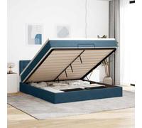 Velours doux Avec rangement bleu nuit 160x200 cm matelas à ressorts | Cadre de lit ottoman avec matelas bleu foncé 160x200 cm velours, rangement hydraulique, ressorts ensachés, surmatelas 5cm,