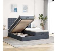 Velours doux avec rangement hydraulique modèle lit gigogne Gris 180x200cm | Cadre de lit ottoman hydraulique avec matelas 180x200 gris foncé velours rangement lit double 280kg