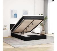 Velours doux avec rangement intégré ressort ensaché 140x200 cm Noir | Cadre de lit ottoman avec matelas et surmatelas noir 140x200 cm velours rangement LED hydraulique