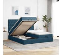 Velours doux avec rangement intégré Ressorts ensachés Bleu 160x200 cm | Cadre de lit ottoman avec matelas bleu foncé 160x200 cm velours, sommier hydraulique avec rangement, surmatelas mousse, tête