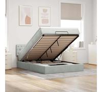 Velours doux avec rangement Matelas à ressorts ensachés 140x200 cm gris | Cadre de lit ottoman avec matelas gris clair 140x200 cm velours et surmatelas, sommier hydraulique avec rangement LED, tête