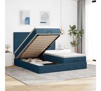 Velours doux avec rangement matelas ressorts ensachés Bleu 180x200 cm | Cadre de lit ottoman bleu foncé 180x200 cm avec matelas ressorts ensachés velours et surmatelas, sommier hydraulique avec