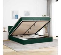 Velours doux avec rangement matelas ressorts ensachés Vert 160x200 cm | Lit Ottoman 160x200 avec Matelas Ressorts Ensachés et Surmatelas Velours Vert Foncé, Cadre de Rangement Hydraulique Tête de
