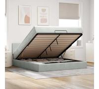 Velours doux avec rangement ressorts ensachés Gris 160 x 200 cm | Cadre de lit ottoman avec matelas gris clair 160x200 cm velours rangement hydraulique LED