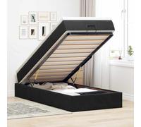 Velours doux avec rangement Ressorts ensachés indépendants 100x200cm Noir | Cadre de lit ottoman avec matelas noir 100x200cm velours, sommier hydraulique range-lit, ressorts ensachés, surmatelas