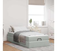 Velours Doux Design Moderne Gris Clair 80 x 200 cm | Cadre de lit avec matelas 2 pcs Gris clair Velours Lit plateforme rangement tiroirs mousse densité moderne chambre adulte