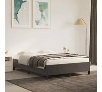Velours doux literie confortable pieds robustes gris 140x200 cm | Cadre de lit sans matelas gris foncé 140x200 cm velours luxueux avec pieds robustes et lattes de soutien, sommier à lattes