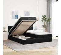 Velours doux literie rangement ressorts ensachés 200x200cm noir | Cadre de lit ottoman avec matelas noir 200x200cm velours hydraulique rangement LED sommier tapissier 2 places
