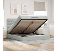 Velours doux rangement intégré lit coffre ressorts ensachés Gris 160x200 cm | Cadre de lit ottoman avec matelas ressorts ensaches et surmatelas gris clair 160x200cm velours rangement hydraulique