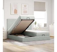 Velours doux rangement intégré Ressorts ensachés 200x200 cm Gris | Cadre de lit ottoman hydraulique avec matelas 200x200 cm velours gris clair et surmatelas, literie complète 2 places avec