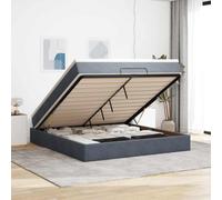 Velours doux rangement intégré ressorts ensachés Gris 160x200 cm | Cadre de lit ottoman avec matelas gris foncé 160x200 cm velours coffre hydraulique surmatelas mousse