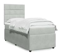 Velours doux Ressorts ensachés indépendants Sommier gris 90x200 cm | Sommier à lattes avec tête de lit réglable et matelas à ressorts ensachés Velours Gris clair 90x200 cm avec surmatelas
