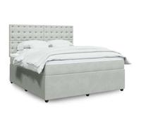Velours doux Ressorts ensachés indépendants Sommier lit Gris 180x200 cm | Sommier à lattes et matelas à ressorts ensachés Gris clair 180x200cm Velours avec tête de lit réglable et LED