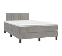 Velours doux Tête de lit ajustable LED Sommier tapissier 120x190 cm Gris