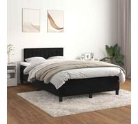 Velours doux Tête de lit réglable Modèle basique Noir 120x200 cm | Sommier à lattes avec matelas velours Noir 120x200 cm lit à ressorts ensachés tête de lit réglable confortable