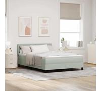 Velours et Bois Moderne Gris Clair 160 x 200 cm | Lit à Ressorts avec Matelas Gris clair 160 x 200 cm Velours Moderne Tête de Lit Réglable en Similicuir avec Sommier à Lattes
