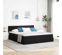Velours hydraulique éclairé LED Moderne Noir 180x200 cm | Lit avec Rangement et LED Noir 180x200 cm Velours avec Matelas Tete de Lit Mecanisme Hydraulique pour Chambre Moderne