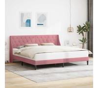 Velours Luxe Moderne Élégant Rose 180 x 200 cm | Cadre de lit velours rose 180x200 cm avec tête de lit rembourrée, sommier élégant moderne pour chambre cosy, structure