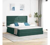 Velours Luxueux avec Rangement Moderne Matelas Inclus Vert 160 x 200 cm | Lit avec rangement LED Vert foncé 160x200 cm Velours tiroir sommier coffre literie chambre moderne