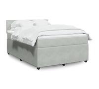 Velours matelas à ressorts ensachés lit coffre Gris 140x190cm | Sommier lit avec matelas et surmatelas Gris clair 140x190cm Velours ressorts ensachés
