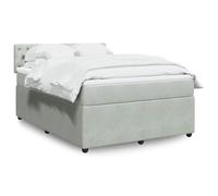 Velours matelas à ressorts ensachés lit sommier Gris 160x200cm | Sommier à lattes lit matelas velours gris clair 160x200cm avec tête de lit confortable et surmatelas