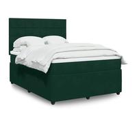 Velours matelas à ressorts ensachés sommier coffre Vert 160x200cm | Sommier à lattes et matelas à ressorts ensachés Vert foncé 160x200cm Velours avec tête de lit réglable et surmatelas