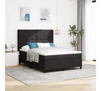 Velours Matelas fermeté Moyenne Design Moderne Chambre Noir 140 x 200 cm | Lit à ressorts avec matelas Noir 140 x 200 cm Velours Moderne Tête de lit réglable Cadre bois durable
