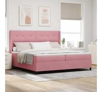 Velours Matelas Fermeté Moyenne Design Moderne Chambre Rose 200 x 200 cm | Lit à ressorts avec matelas Rose 200 x 200 cm Velours Tête de lit réglable Cadre bois Chambre moderne Confort 280 kg