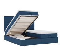Velours matelassé avec ressorts ensachés lit coffre Noir 160x200 cm | Cadre de lit ottoman avec matelas noir 160x200 cm velours, rangement hydraulique avec surmatelas et LED, sommier tete de lit