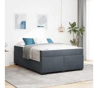 Velours matelassé Moderne Contraste Noir Blanc 160x200 Gris | Lit complet avec matelas à ressorts ensachés Gris foncé 160x200 cm, Cadre en velours et bois, Tissu King Size 2 personnes,
