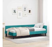 Velours Moderne Coin Canapé Lit Turquoise 80x200 cm | Cadre de lit angle velours turquoise 80x200 cm avec tête lit design L gain espace canapé convertible