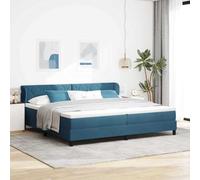 Velours Moderne Tête de lit réglable Bleu 200 x 200 cm | Lit à Ressorts avec Matelas Bleu Foncé 200x200 cm Velours Tête Réglable Moderne Ensemble Complet