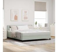 Velours Mousse Bois Moderne Chambre contemporaine 180 x 200 cm Gris Clair | Lit à Ressorts avec Matelas Velours Gris clair 180x200 cm Tête de Lit Réglable Moderne avec Sommier à Lattes et Surmatelas