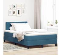 Velours Respirant Design Moderne Bleu 120 x 200 cm | Lit à Ressorts avec Matelas Bleu Foncé 120x200 cm Velours Double Literie Confort Tête de Lit Réglable Robuste Design Moderne