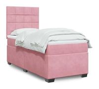 Velours Ressorts Ensachés Confort Nuit Reparatrice 100x200 cm Rose | Sommier à lattes avec matelas ressorts ensachés Rose 100x200 Velours LED Tête de lit réglable Surmatelas Confort