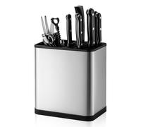 Velox Goods Bloc à Couteaux Sans Couteaux - Étagère à Couteaux pour 8 Couteaux avec Compartiments à Couverts - Suspendu ou Autonome - Acier Inoxydable et Plastique - Plateau Intérieur Amovible Lavable