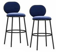 Velvet Bar tabourets de Petit-déjeuner Comprendre Hauteur CHAIRES Bar avec Dos Jambe en métal, 330 Livres de Poule, tabourets de Bar Hauts pour îlot de Cuisine, Bar, pub (Blue-2Ps, 65 cm)