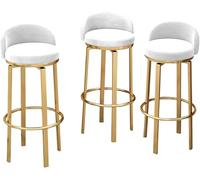 Velvet Barstool ° Tabouret de Barre pivotant Ensemble de tabourets de 3 tabourets de comptoir avec Repose-Pieds Jambes en métal doré, chaises de comptoir de Petit-déjeuner de Cuisine, Hauteur Assise