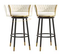 Velvet Barstools avec Haut de siè pivotant Jambes en métal, tabourets de comptoir en Fer pour comptoir de Cuisine, Bar à Domicile, Salle à Manger, 300 lbs (blanc-2ps, 75 cm)