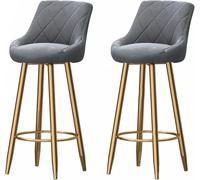 Velvet Barstools, Tabouret de Bar à comptoir de Cuisine 330 LB Ensemble de 2, Hauts tabourets de Bar pour Le Salon de pub de l'îlot de Cuisine (Gris, 75 cm)