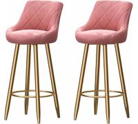 Velvet Barstools, Tabouret de Bar à comptoir de Cuisine 330 LB Ensemble de 2, Hauts tabourets de Bar pour Le Salon de pub de l'îlot de Cuisine (Rose, 75 cm)