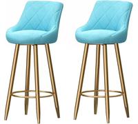 Velvet Barstools, Tabouret de Bar à comptoir de Cuisine 330 LB Ensemble de 2, Hauts tabourets de Bar pour Le Salon de pub de l'îlot de Cuisine (Bleu Clair, 65 cm)