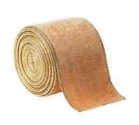 Velvet Christmas Ribbon 2.5x78in Wired Gold Edge for Gift Wrapping | Soft velvet with gold edges, ideal for DIY crafts, gift wrapping & holiday decor Jaune