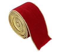 Velvet Christmas Ribbon 2.5x78in Wired Gold Edge for Gift Wrapping | Soft velvet with gold edges, ideal for DIY crafts, gift wrapping & holiday decor Rouge
