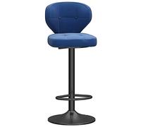 Velvet Counter Hauteur 25.6-31.5 Bar tabourets, tabourets de comptoir de Cuisine Modernes avec Dos Repose-Pieds, chaises de Bar pivotantes en Velours pour Kitchen Bistro (Blue-1PS)