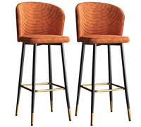 Velvet Counter Hauteur 26/30 Bar Tabourets, tabourets de comptoir de Cuisine Modernes avec Dossier Repose-Pieds, chaises de Bar rembourrées pivotantes pour îlot de Cuisine (orange-2ps, 75 cm / 30