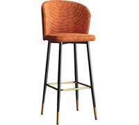 Velvet Counter Hauteur 26/30 Tabourets de Bar, tabourets de comptoir de Cuisine Modernes avec Dos Repose-Pieds, chaises de Bar rembourrées pivotantes pour îlot de Cuisine (orange-1ps, 65 cm)