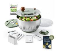 VELVOMAX - Essoreuse à salade 6 en 1 - En acier inoxydable - 4,5 l - Multifonction - Coupe-légumes - Bol de service et salade Spinner en un - Passe au lave-vaisselle - Saladier antidérapant avec