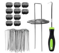 Velway 100 Piquets de Jardin avec 100 Rondelles - Piquets de Fixation en Acier Galvanisé pour Toiles de Paillages et de Jardinage, Grillage et Filets - 150x36mm Ø 3mm